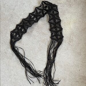 Elegant Black Macrame Belt